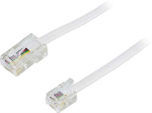 DELTACO Tele Modular Cable, 5m, White