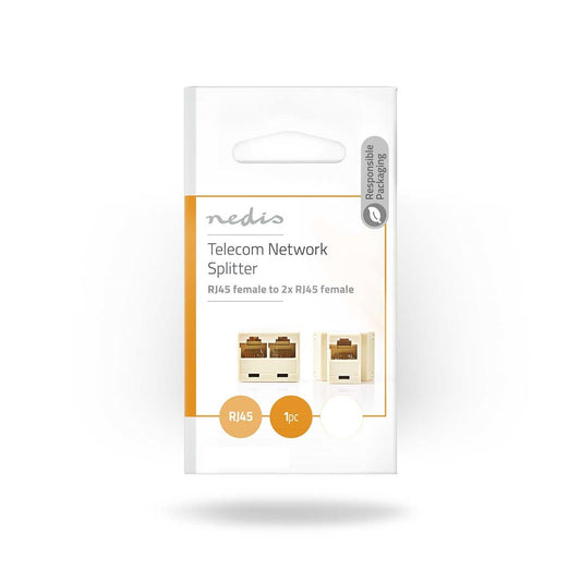 Nedis Telecom Network Splitter, RJ45 Female-2x RJ45 Female, White