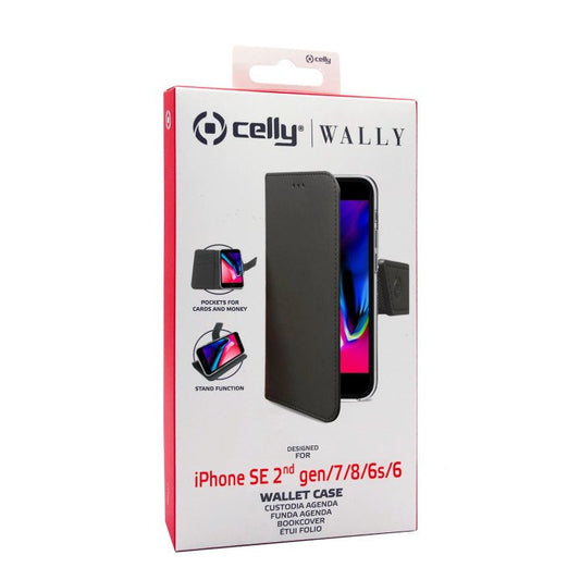 Celly Wally Lompakkokotelo iPhone 6 / 6s / 7 / 8 / SE 2, musta