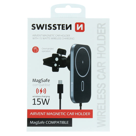 Swissten Airvent magneettinen Car pidike, 15W